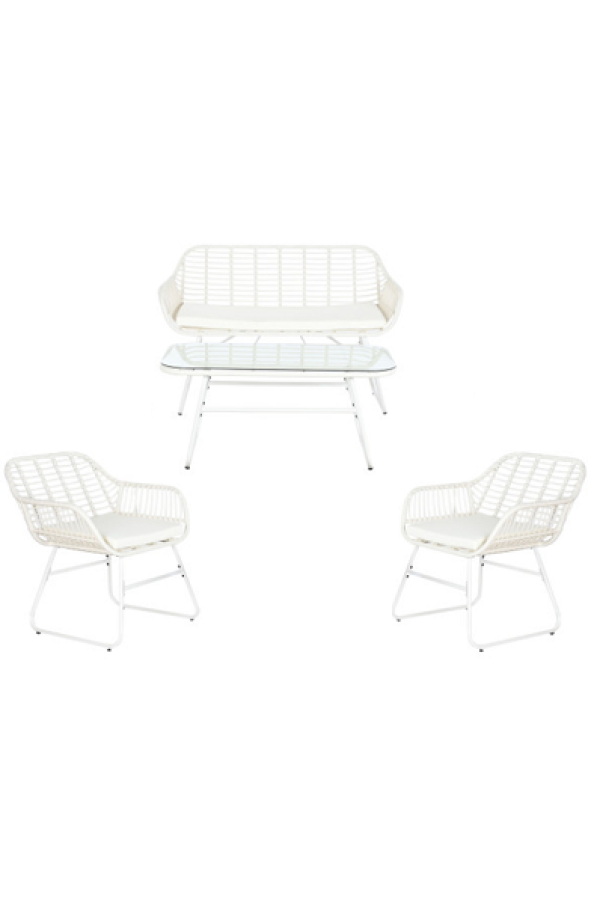SET SALOTTO RATTAN BIANCO 
