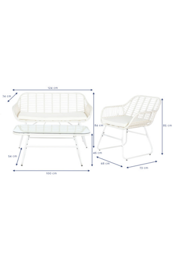 SET SALOTTO RATTAN BIANCO 