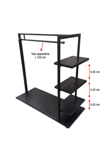 STENDER CON BASE E PIANI NERO