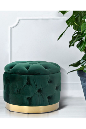 Pouf contenitore rich verde Ø55 cm 